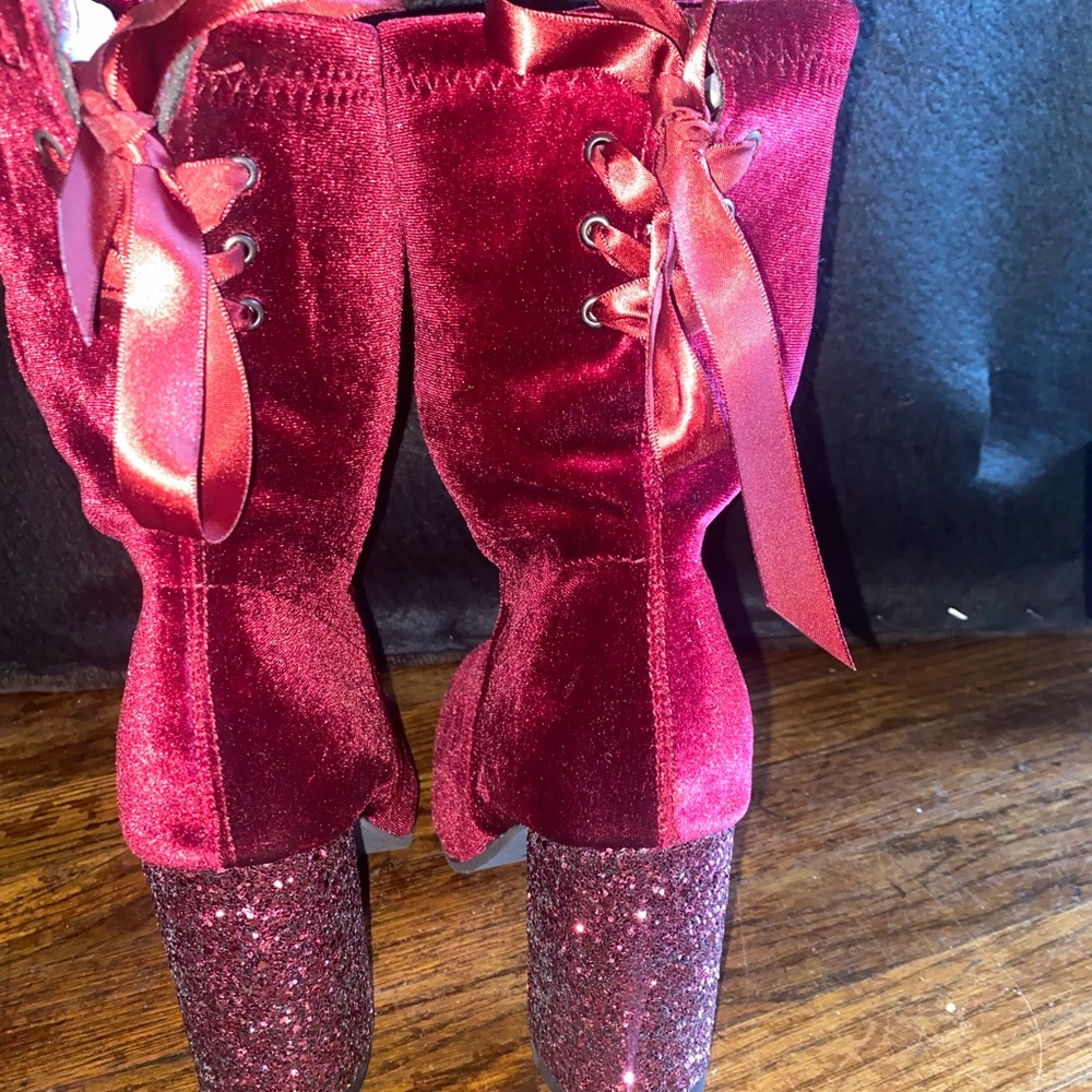 Burgundy Suede Boots - Picture 3 of 4